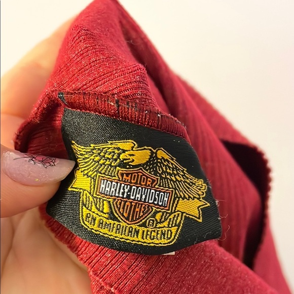 Harley Davidson Embroidered Ribbed Crop Top Maroon size M - Picture 6 of 14
